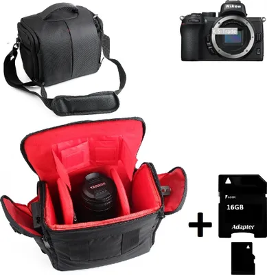 Produktbild von Kompatibel mit Nikon Z 50 Kameratasche Fototasche Umhängetasche Schultertasche Zubehör Tasche mit Zusatzfächern, Regenschutz Trennwänden + 16GB