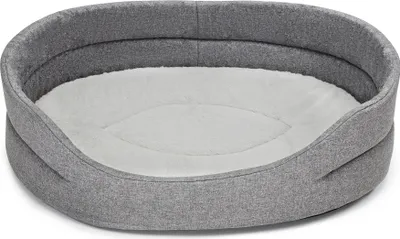 Produktbild von SuperKissen24. Hundebett für Hunde oder Katze- Waschbar Hundekissen - -Zertifikat - Wasserdicht Hundesofa - Oval - 97 cm x 83 cm - Hellgrau