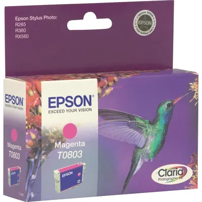 Produktbild von Epson Hummingbird Singlepack Magenta T0803 Claria Photographic Ink, Standardertrag, Magenta, Tinte auf Pigmentbasis, 7,4 ml, 1 Stück(e), Einzelpackung