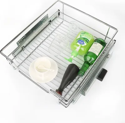 Produktbild von 2x Teleskopschublade Küchenschublade 45cm, Küchenschrank Einhängeschublade Korbauszug Schlafzimmerschränke