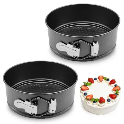 Zdjęcie produktu dla 2 sztuki formy do pieczenia okrągłe, średnica 18 cm, powłoka nieprzywierająca, kolor czarny
