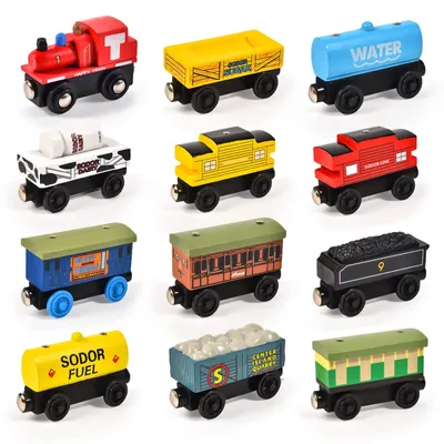 Produktbild von Holzeisenbahn Spielzeugeisenbahn Magnetzug - 12-teilig - Magnetische Verbindung - Montessori Spielzeug - Bunt - Für Kinder ab 2 Jahren