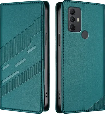 Image de Etui pour TCL 305/TCL 306/TCL 30SE, étui portefeuille en cuirPolyuréthaneavec fente pour cartes et fonction stand Grün