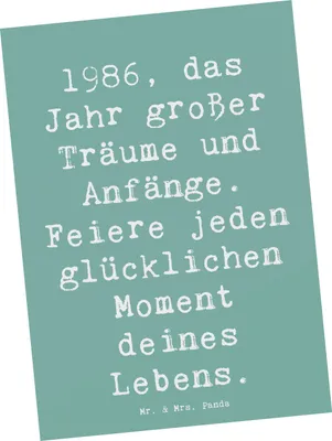 Produktbild von Mr. & Mrs. Panda bildkarte Spruch 1986 Geburtstag - Meeresbrise - Geschenk, Kunstkarten, Postkarten, Grußkarte, Happy Birthday, Nostalgie, Neuanfänge, Ansichtskarten