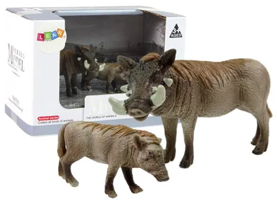 Produktbild von LeanToys 2er Set Afrikanisches Warzenschwein mit Jungtier Tiere der Welt Figuren