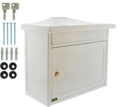 Image de Boîte aux lettres en acier avec fente pour courrier A4 et profondeur pratique - Blanc