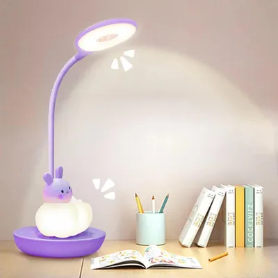 Zdjęcie produktu dla Lampa biurkowa dla dzieci - lampka stołowa, lampka nocna - do czytania i nauki - regulowane ustawienia jasności - ładowalna - fioletowa
