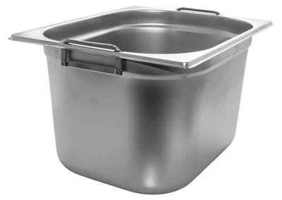 Produktbild von AcMax GN 1/2 Gastronormbehälter GN-Behälter Edelstahl 12,5 Liter Tiefe 200mm FALLGRIFF