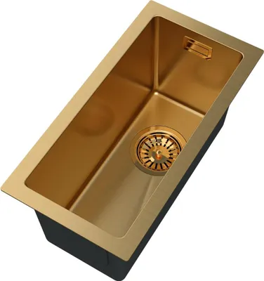 Immagine prodotto di Granitan | Lavello in acciaio - Lavello a 1 vasca - 43,8 x 21,8 x 21,3 cm - Rettangolare - Oro - con sifone - Bari