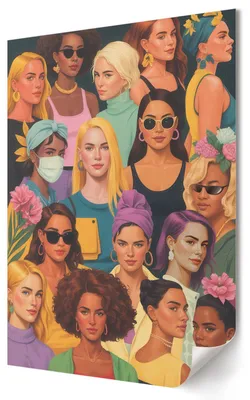 Produktbild von Porträts von Frauen- Kunstdruck A4 - Ausdrucksstark, modern- Wandbild für Wohnzimmer Schlafzimmer & Flur, Modernes Poster Wanddeko, Ungerahmt