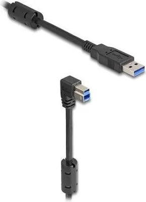 Image de Câble USB 5 Gbps type A vers type B 90° vers le bas 1 m noir
