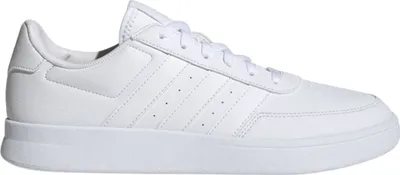 A white Adidas sneaker is shown from the side against a white background.
