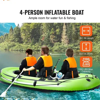 Aufblasbares Kanu - Boot - Kajak - 4 Personen - Tragbar - Aufblasbares Angelboot - Floß Kajak 45,6” Aluminium