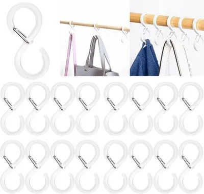 Produktbild von Haken mit Sicherung, 16 Stück, weiß, für Kleidung