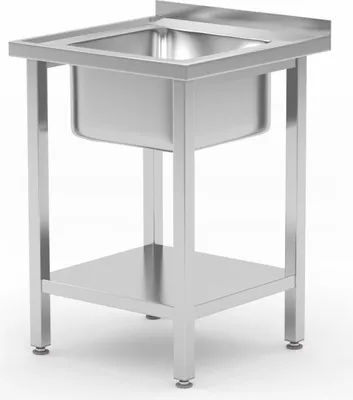 Produktbild von Einbeckenspüle mit Ablage Budget Line STAL 600 x 600 x 850 cm - Hendi 816806