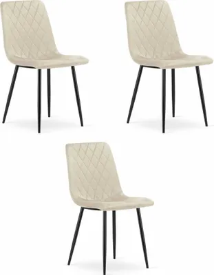 Immagine prodotto di Poltrona Valora TURIN in velluto beige set da 3 - set di 3 sedute in morbida pelle beige