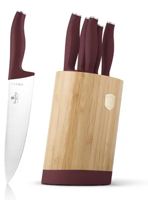 Obrázok produktu pre Sada nožov 6 kusov so stojanom Leonardo Berlinger Haus BH 2754, bordová, drevený stojan