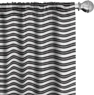 Produktbild von ABAKUHAUS Streifen Vorhänge, Gardinen, Abstrakte geometrische Symmetric Simplistic Monochrom Moderne Kunst Illustration, 2 Stück 75 x 175 cm, Schwarz und weiß