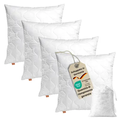 Immagine prodotto di Cuscino 80 x 80 cm, set di 4, cuscino da letto, 100% microfibra, adatto a chi soffre di allergie, sleepling Comfort 100