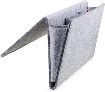 Produktbild von Famanu Bettasche aus Filz - grau - 42 x 21,5 x 2,5 cm - kompakte Aufbewahrung für Kissen, Decken oder Kleidung