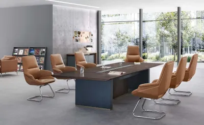 Produktbild von Konferenz Tisch + 6 Lehnstühle Stuhl Meeting Tisch Besprechungs Tische Büro neu