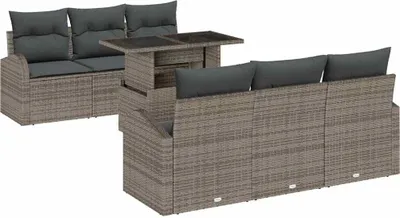 Obrázek produktu pro vidaXL Zahradní set sedaček, 7 kusů, šedá barva, polyratan