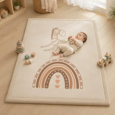 Produktbild von Sanosoft samtweicher & kuscheliger Krabbelteppich Regenbogen 120x170cm