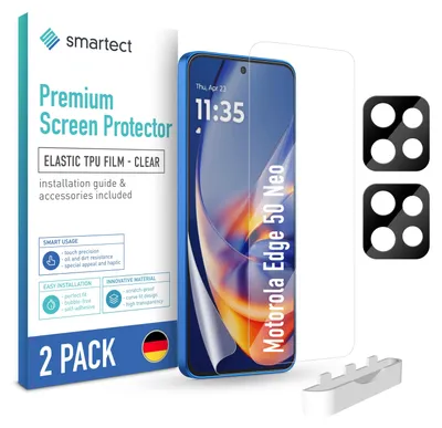 Produktbild von 2x TPU Schutzfolie Klar für Motorola Edge 50 Neo + 2x Kameraschutz Panzerfolie
