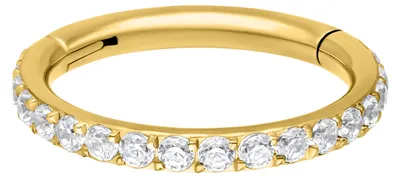 Produktbild von Wildcat Piercingringe - Pave Set Crystals Conch Ring aus Chirurgenstahl 316L, Körperstelle: Ohr, Nase, Lippe, Bauchnabel, Stärke: 1,2mm| Durchmesser: 9,0mm, Gold-Weiß