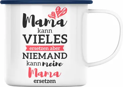 Produktbild von Trendation - Mama Emaille Tasse mit Spruch Geschenk Muttertag von Tochter Sohn Mutter Emaille Emaille Tasse (Blau)