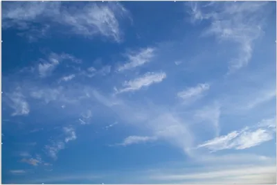 Produktbild von Wallario Wandbild Blauer Himmel mit vereinzelten Wolken, Größe: 61 x 91,5 cm, Poster mit rahmenlosen Bildhalter