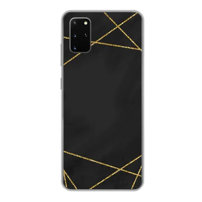 Produktbild von MuchoWow® Handyhülle Schutzhülle Hülle für Samsung Galaxy S20 Plus Geometrisches Muster aus goldenen Linien auf schwarzem Hintergrund Silikon Softcase Handy Hülle - Hartschale
