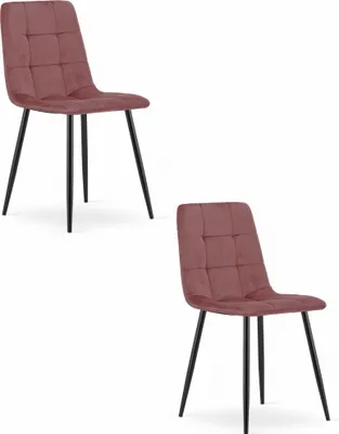 Produktbild von KARA Stuhl - rosa Samt / schwarze Beine x 2
