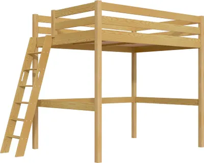 Produktbild von Hochbett 140x200 Sylvia schräge Leiter - Honig