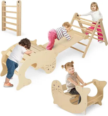 Produktbild von 7-in-1 Kletterset für Kinder mit Rutsche, verstellbar