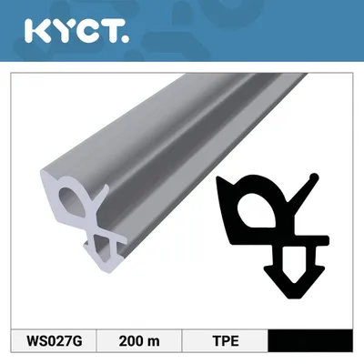 Obrázok produktu pre Tesnenie okien a dverí z TPE, sivé, PVC, okná, dvere, gumové tesnenie, tesniaci profil WS027A, 200 m