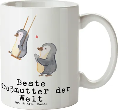 Produktbild von Mr. & Mrs. Panda Tasse Pinguin Beste Großmutter der Welt - Weiß - Geschenk, Oma Geworden, Omi, Geschenktasse, Grosseltern, Keramiktasse, Geschenkidee, Kaffeetasse