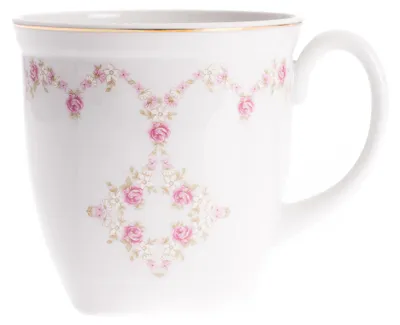 Image de tasse carrée 0,6 l, rosettes, ligne d'or, Leander