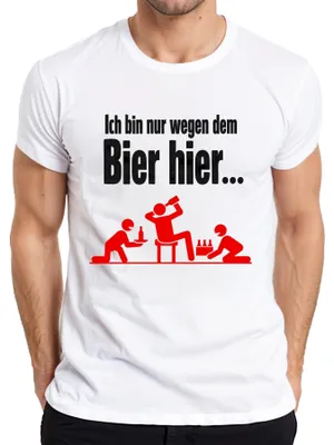 Productafbeelding van Ik ben hier alleen voor het bier. Feest, uitgaan, café, alcohol, vrijgezellenfeest, heren T-shirt, wit, 3XL