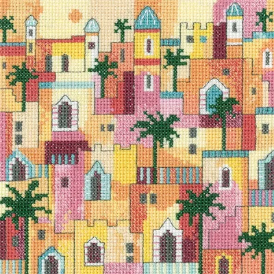 Produktbild von Heritage Kreuzstich Stickpackung Aida "Impressionen von Monaco (A)", Zählmuster, KIMO1778, 15,5x15,5cm