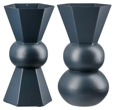 Immagine prodotto di Gilde Vase, "Metallo", metallo, blu scuro, lunghezza 9 cm, larghezza 9 cm, altezza 20 cm. Codice: 55679. Codice a barre: 4063387556795. Confezione da 2 pezzi (assortiti)