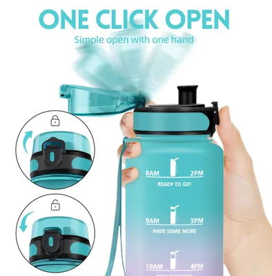 Produktbild von Trinkflasche 1500ML BPA-frei Auslaufsicher mit Zeitstempel GrünPulver