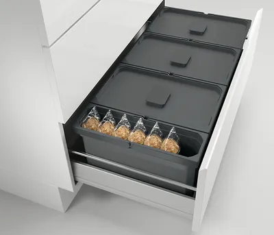 Produktbild von Abfallsorter Cox Box 220/900-3 Anthrazit mit 3-fach Trennung für 90 cm Schrankbreite, 44,5 (3x13 + 1x5,5) Liter / Abfalleimer / Mülleimer