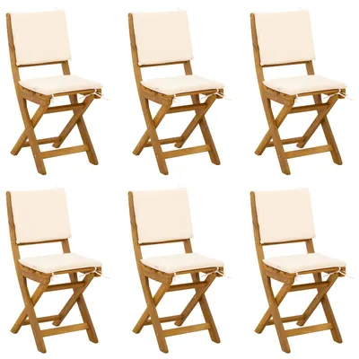 Image de vidaXL Chaises de bistrot d'extérieur avec coussins, lot de 6, blanc crème, 38 x 46 x 85 cm