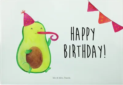 Produktbild von Mr. & Mrs. Panda Servierplatte Avocado Geburtstag - Weiß - Geschenk, Schneidebrett, Schneideunterlage, Happy Birthday, Hackbrett, Frucht, Vesperplatte, Party, Glas