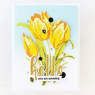 Tulpen-Blumen-Dies, 12,8 x 11,8 cm, Stahl, für Karten & Scrapbooking