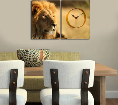 Produktbild von Opviq, 2P3040CS- CTY1672, Bunt, Wanduhren, 60 x 38 cm, 100% Wildleder -Leinwand