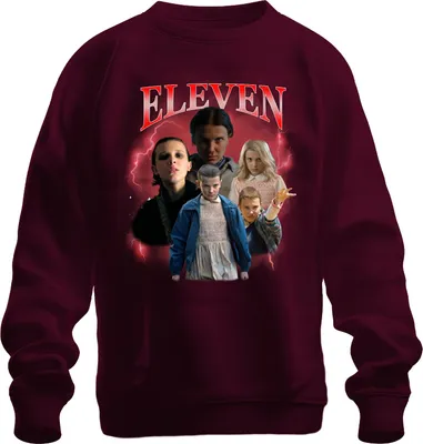 Produktbild von ELEVEN Elfie Stranger Serienfan Geschenk 80er Retro Hawkins 90s Bootleg Uni Sweatshirt Pullover, Burgundy, S