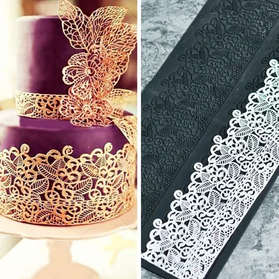 Produktbild von Kuchendekorationen Silikonformen Spitze Fondant Form Kuchen Spitze Matte zum Backen Spitze Prägen Kuchenform