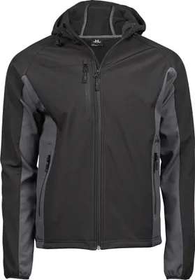 Immagine prodotto di Tee Jays 9514 | Giacca Softshell leggera da uomo con cappuccio - Colore: Nero/Grigio scuro - Taglia: M